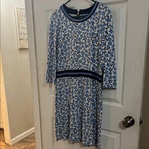 Draper James Blue and White Long Sleeve Sweater Dress
